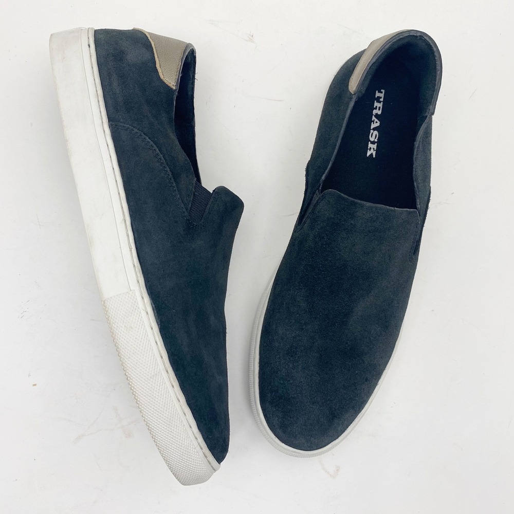 Trask Litton Suede Metallic Heel Slip On Sneakers Womens 9M Black